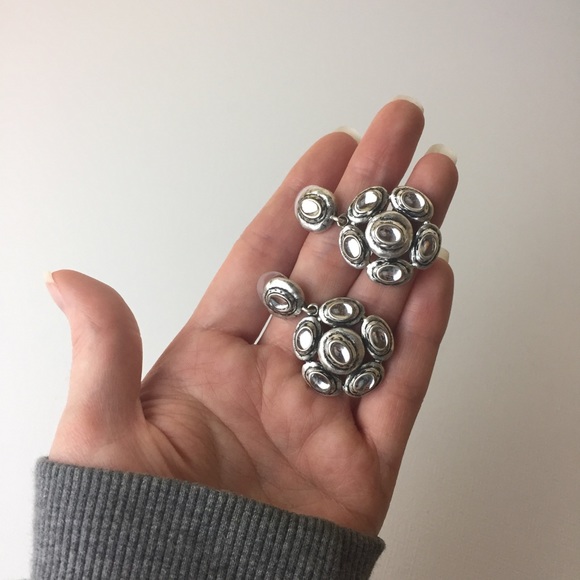 Silver Tone Statement Drop Pierced Earrings - Picture 6 of 8